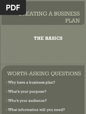 CREATING A BUSINESS PLAN