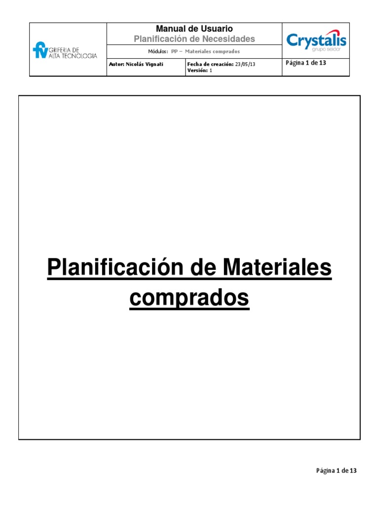 Manual Sap Pp Planificacion De Materiales Comprados Pdf Edad De