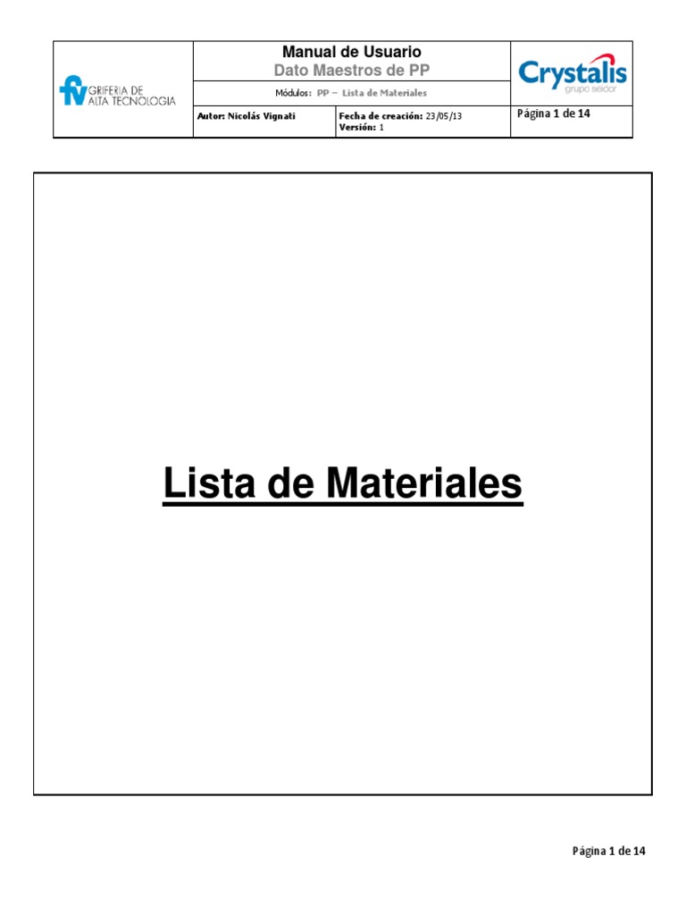 Manual Sap Pp Lista De Materiales Pdf Usuario Informática