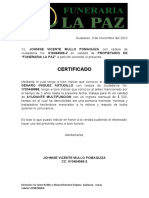 Certificado de Trabajo Funeraria La Paz