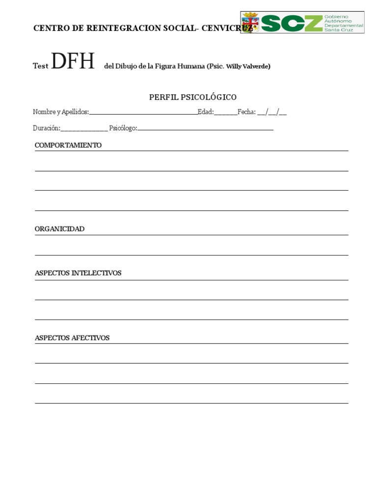 Test DFH: Evaluación Psicológica | PDF | Sicología | Ciencias del ...