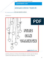 Dibujo de Corazones para Colorear. Tarjeta de San Valentín