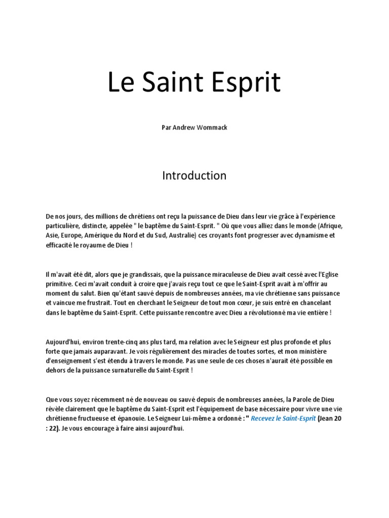 Le Saint Esprit PDF SaintEsprit Jésus