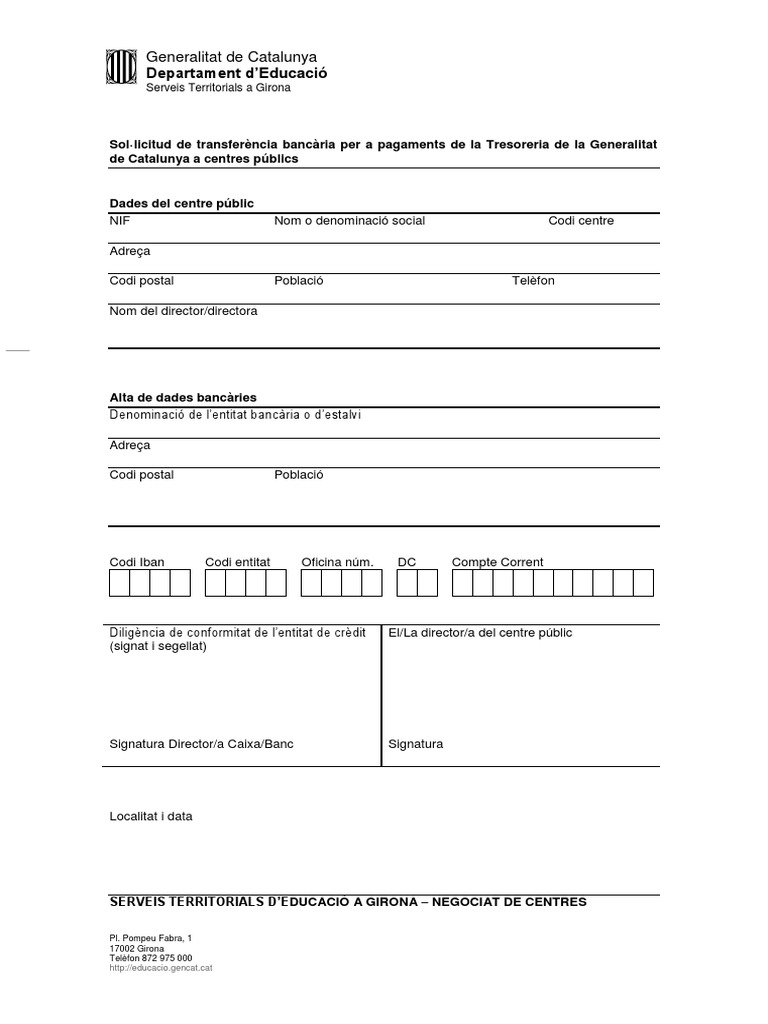 GIR Butlleta Dades Bancaries PDF