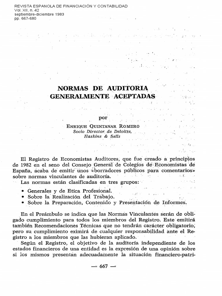 Normas de Auditoría Aceptadas en España | PDF | Auditoría | Contralor