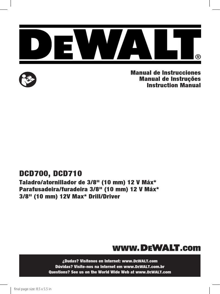 Furadeira Parafusadeira Dewalt Dcd700 | PDF | Cargador de batería ...