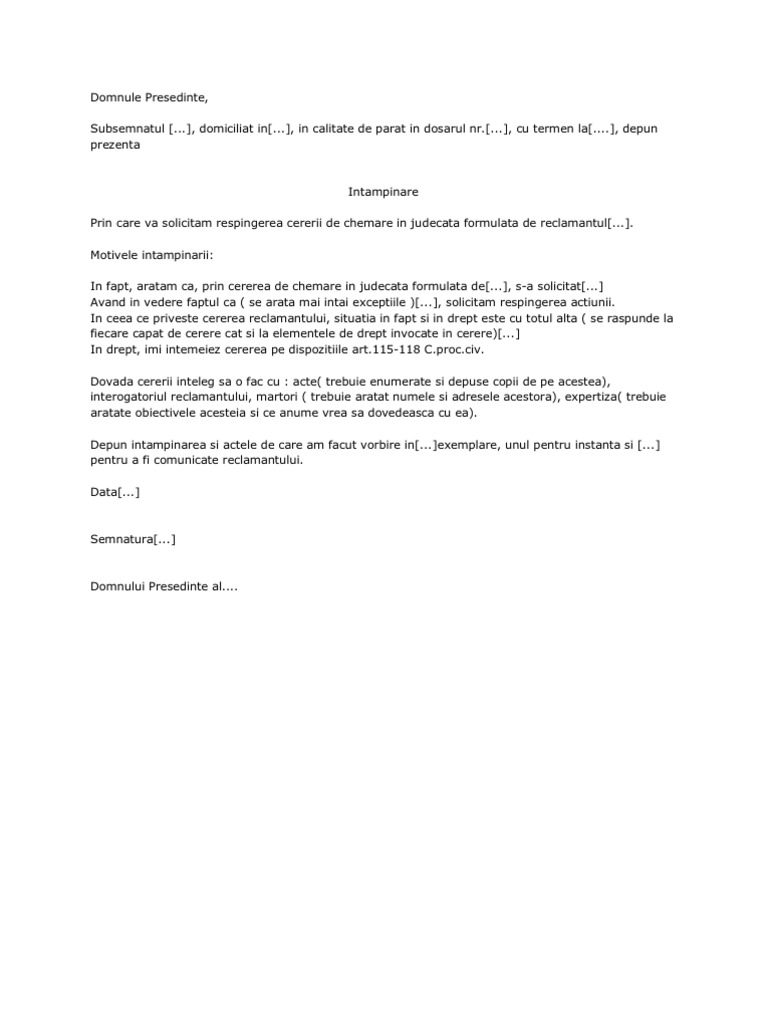 Modele Intampinare | PDF