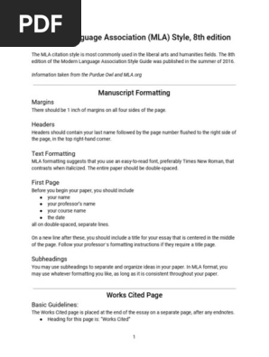 Mla format 8th edition deals