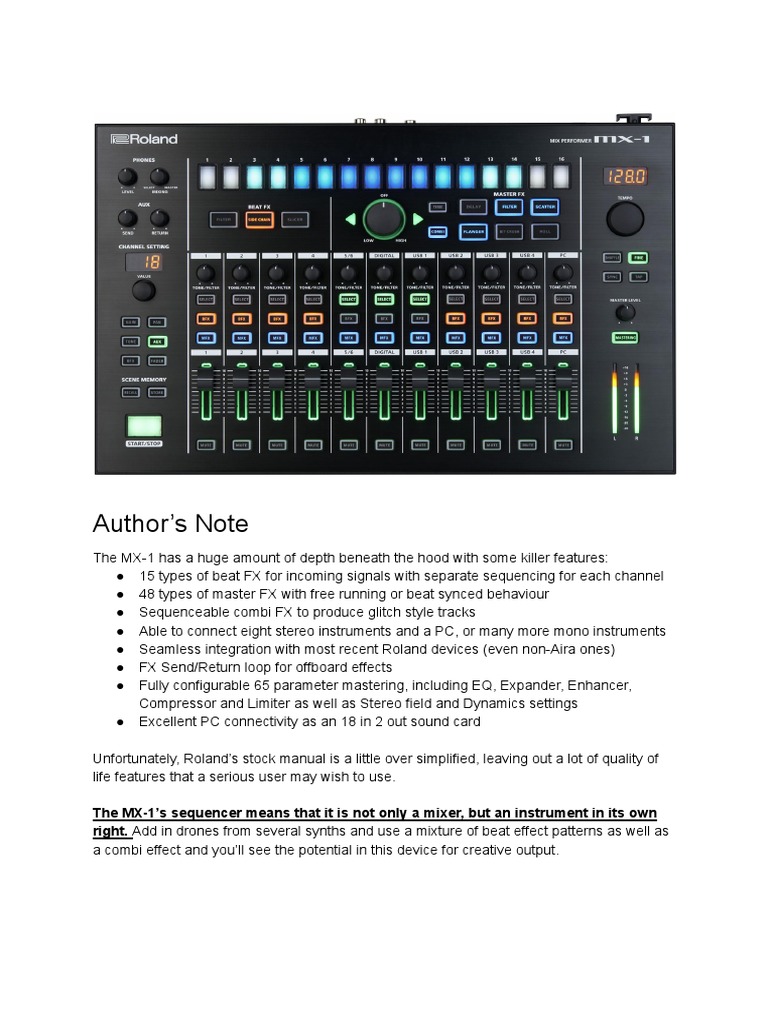 Roland MX-1 Mixer Features Overview | PDF | Usb | Distortion