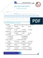 Mini Test For Unit 6 (Grammar)