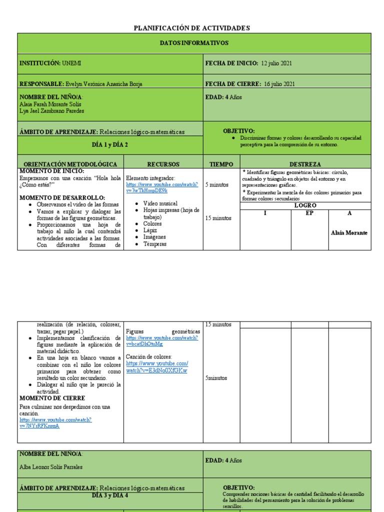 Planificacion Semana 3 EVAB | PDF | Aprendizaje | Cognición
