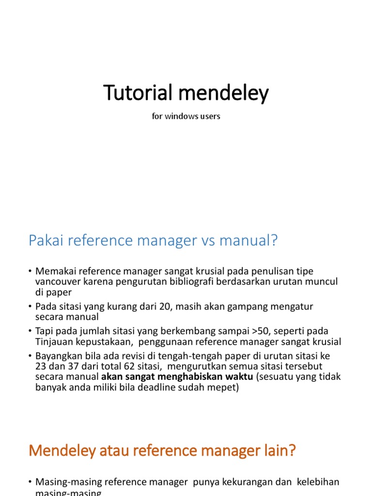 Tutorial Mendeley untuk Sitasi Vancouver | PDF