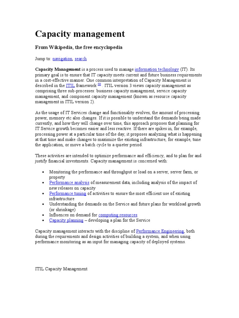 Capacity Management | PDF | Data Center | Itil