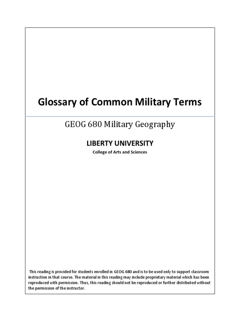 Glossary of Common Military Terms PDF Maneuver Warfare Reconnaissance