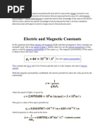 Electric Magnetic Speed of Light C Electric Permittivity Magnetic Permeability