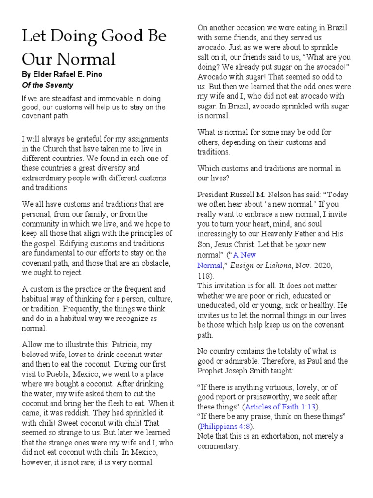 Let Doing Good Be Our Normal | PDF | Jesus | Prophet