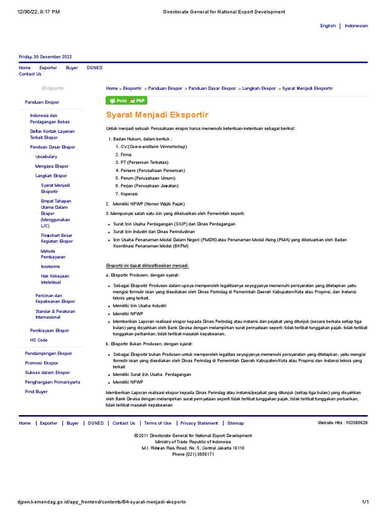 Directorate General For National Export Development Pdf