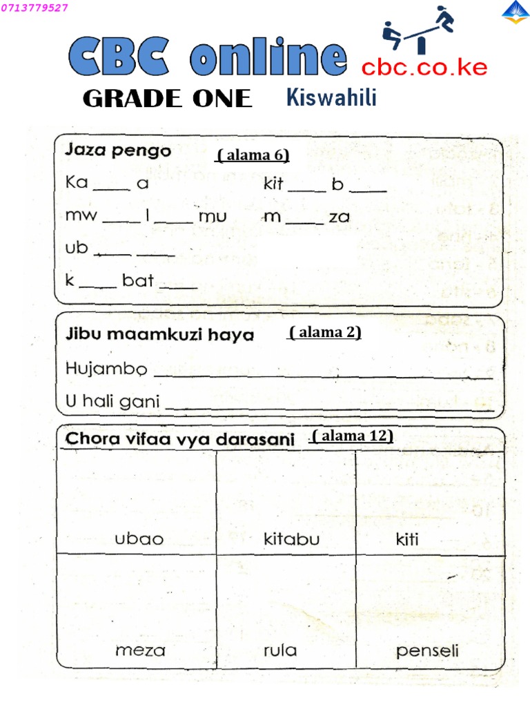 Kiswahili Grade 1 PDF