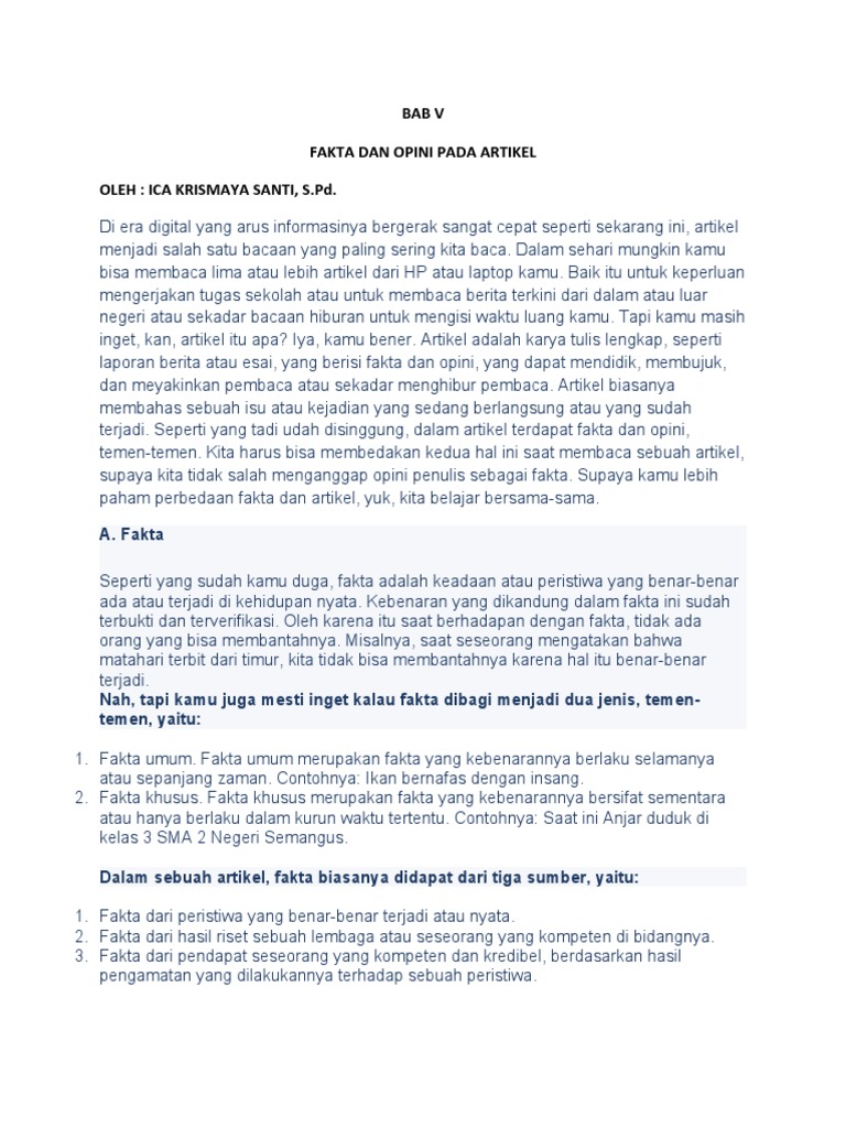 opini dan contohnya dalam artikel