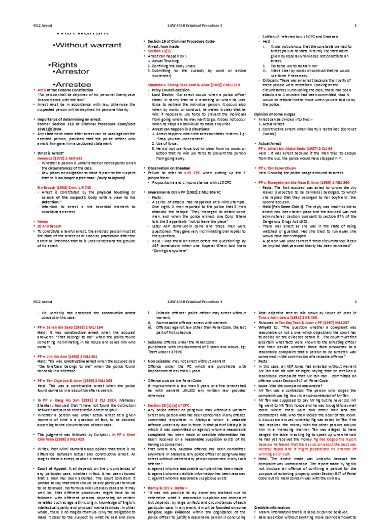 Understanding Arrest Procedures in Law | PDF | Arrest | Remand (Detention)