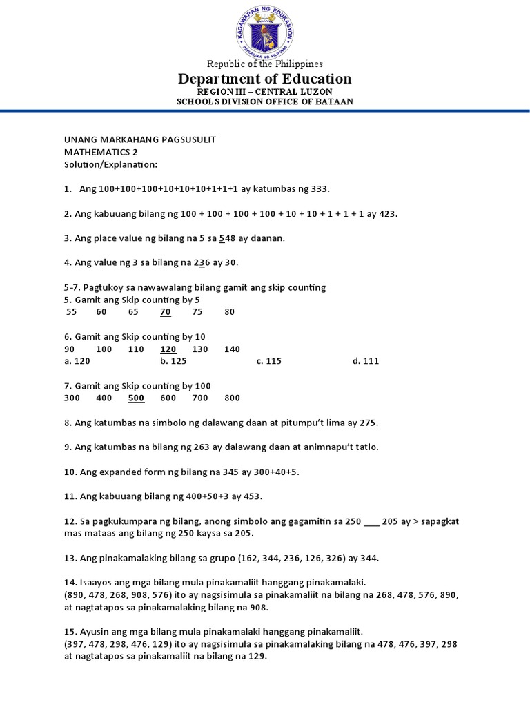 First Pt-Math 2-Ak-Solution | PDF