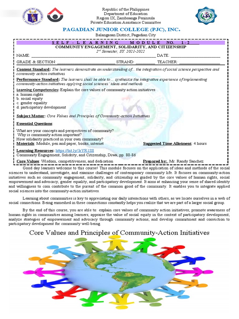 Module 1 2 Community Engagement 2nd Quarter Pdf Poverty