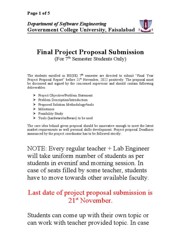 Final Year Project Proposal Guidelines | PDF | System | Feasibility Study