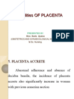 Abnormalities of the Placenta: A Review of Placenta Accreta, Increta, Percreta and Other Placental Variations