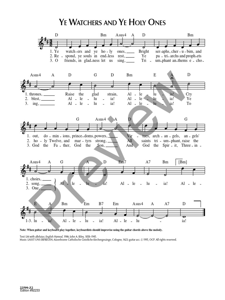 Ye watcher and holy ones pdf religious songs hymns