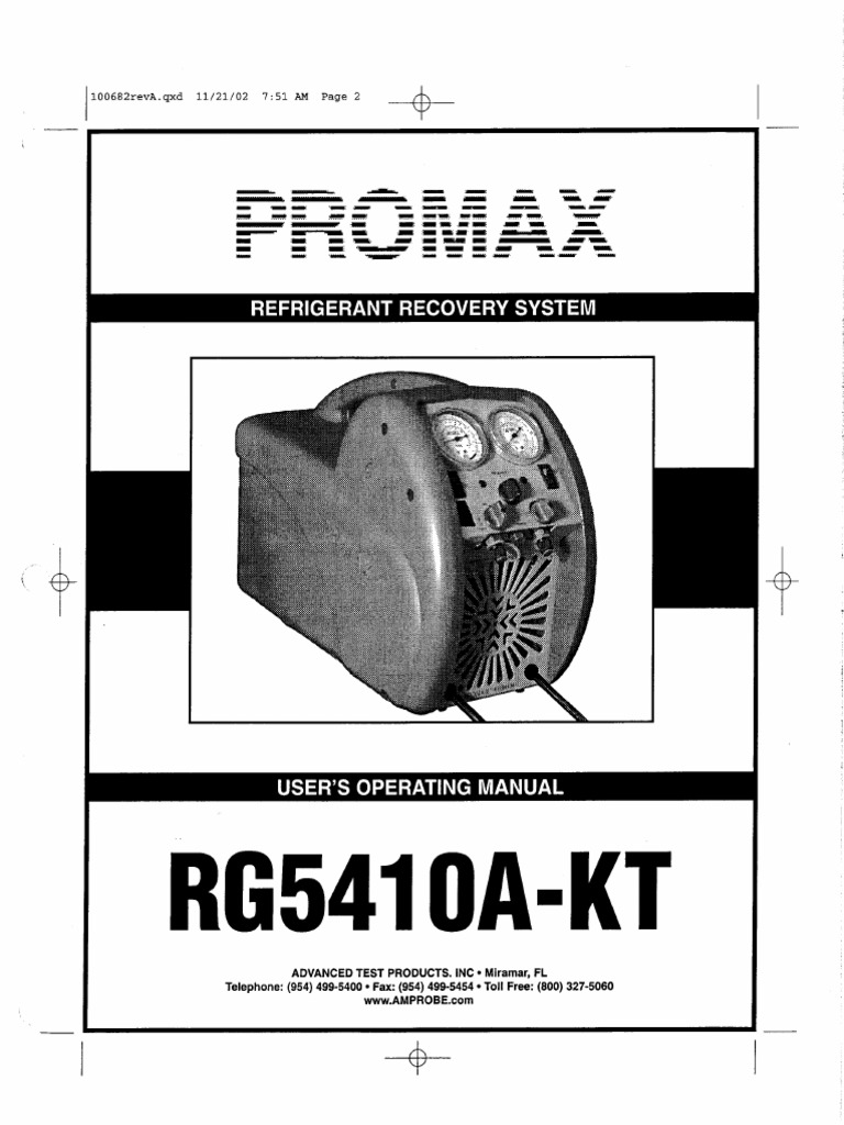 RG5410A KT Refrigerant Recovery Unit Manual PDF