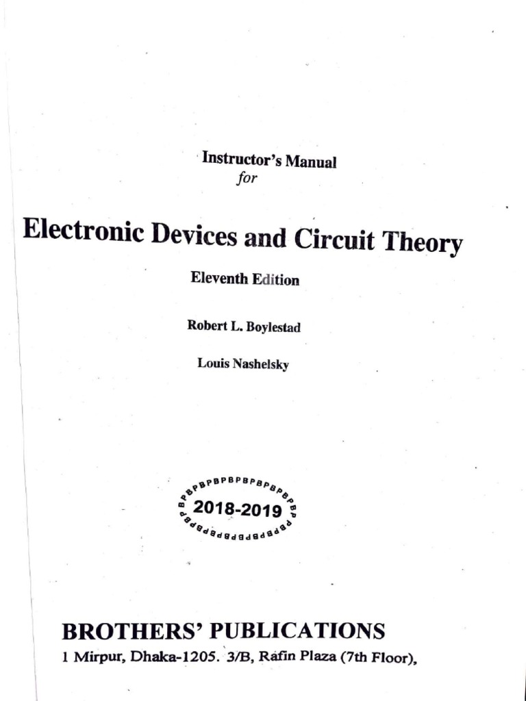 Solution manual of electronic devices and circuit theory by l