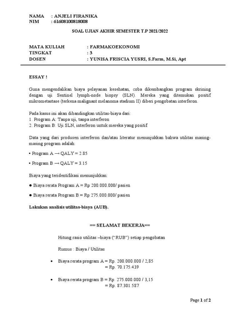 ANJELI FIRANIKA UAS Farmakoekonomi PDF