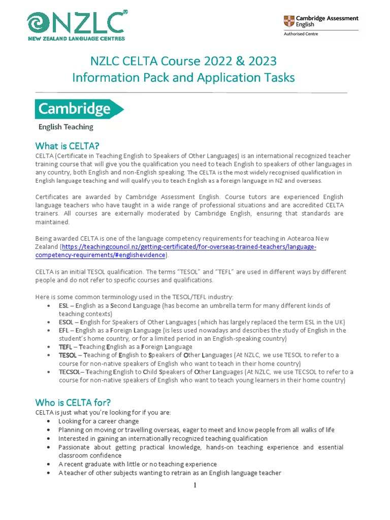 CELTA Certification in Houston 2023 | PDF | English As A Second Or ...