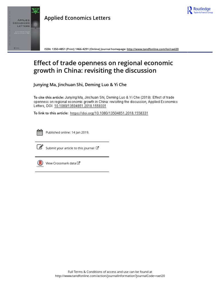 Effects of Trade Openness On Regional Economic Growth | PDF | Ordinary ...