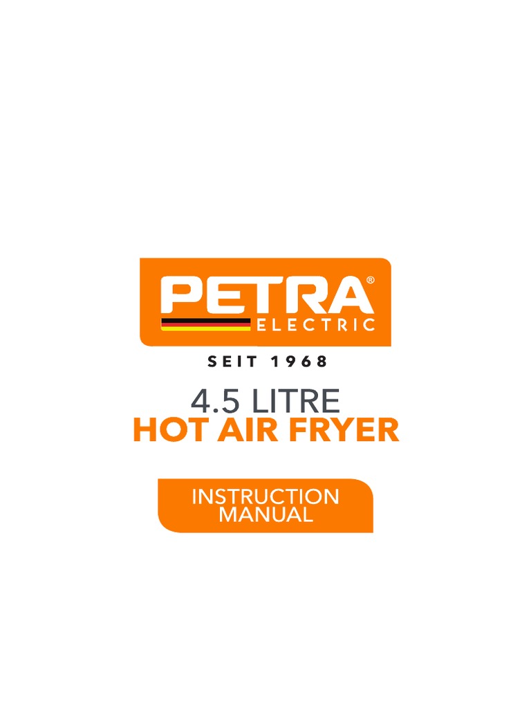 Petra PT4221VDEEU7 Hot Air Fryer Instruction Manual EN PDF