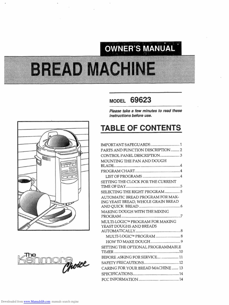 Important Safeguards and Instructions for Use of Bread Machine Model ...