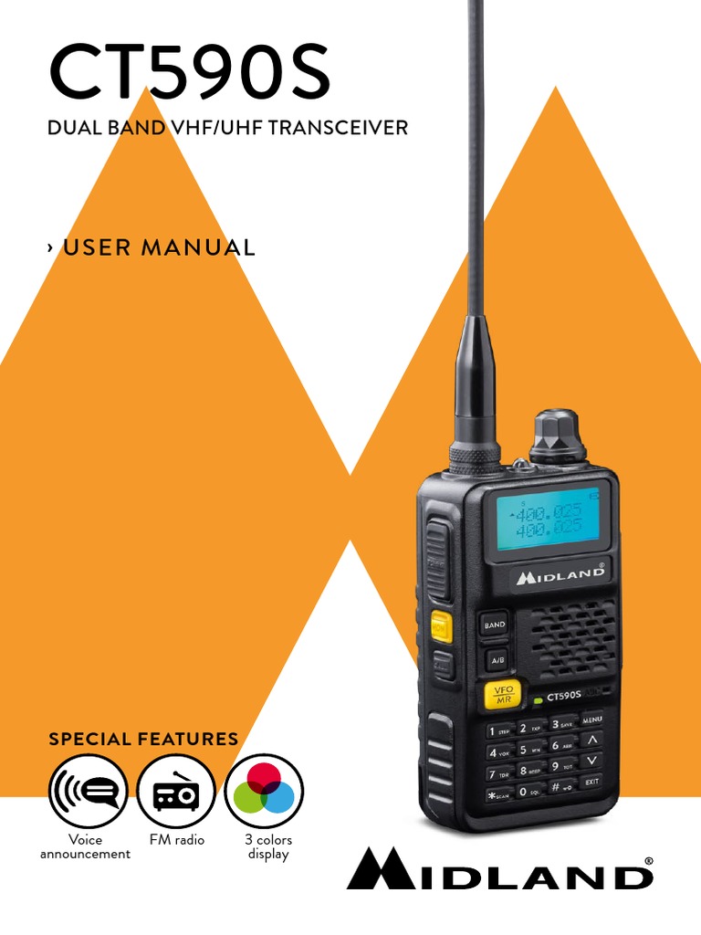 WALKI TALKI MIDLAND CT590S PORTATIL DOBLE BANDA VHF Y UHF CON 5 W DE