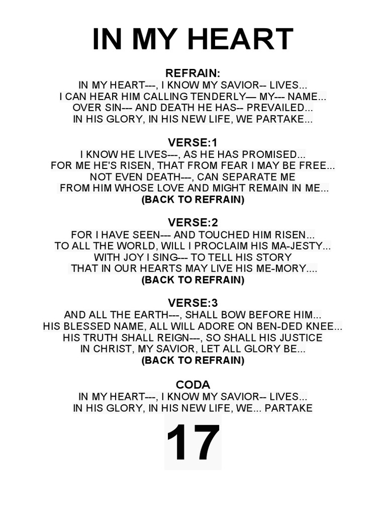 In my heart lyrics pdf