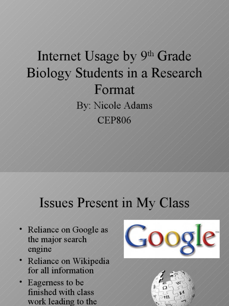 Internet Usage by 9 Grade Biology Students in A Research Format | PDF ...
