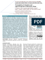 The Formulation, Evaluation and Pharmacological Properties of Rosemary Plant