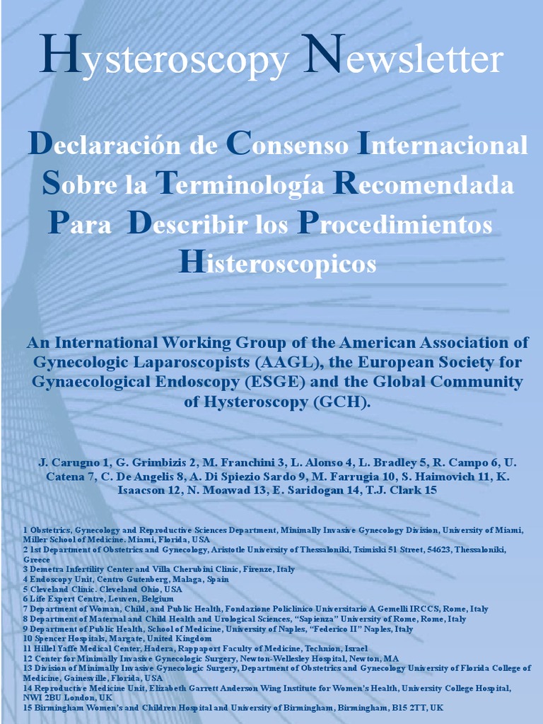 Hysteroscopy Newsletter Vol 8 Issue 4 Spanish Pdf Gynaecology