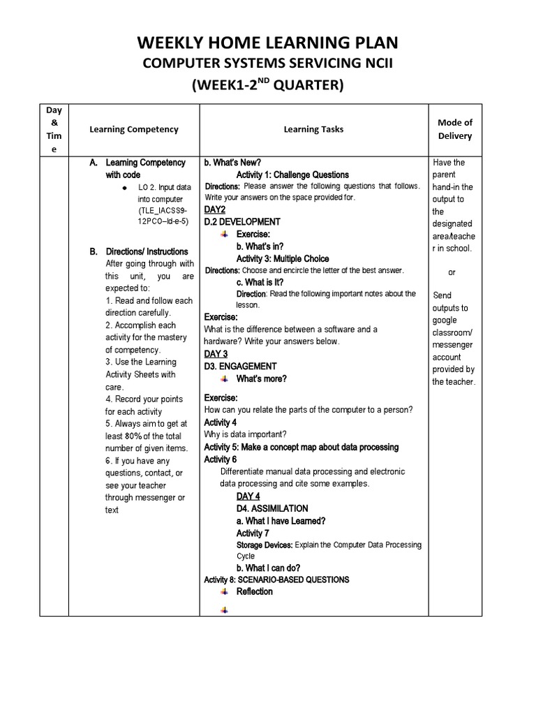 Weekly Learning Plan: Computer Systems | PDF | Data | Learning