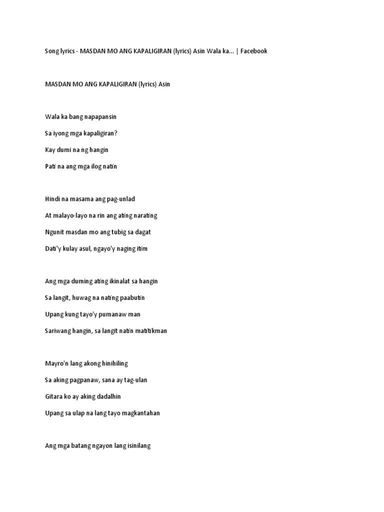 Kapaligiran Song Lyrics PDF