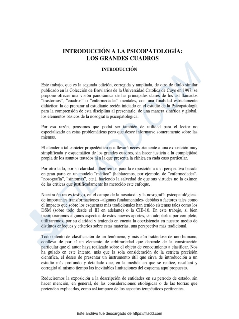 Introduccion A La Psicopatologia - Los Grandes Cuadros | PDF | Neurosis ...