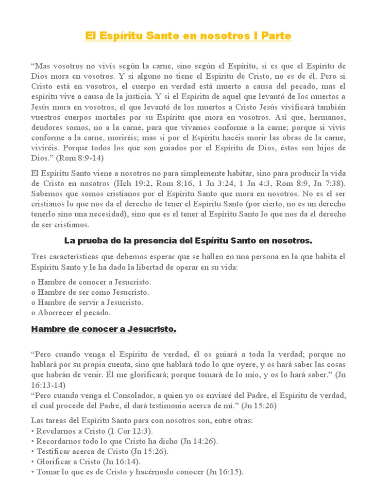 El Espíritu Santo en Nosotros: Funciones y Significado | PDF | espíritu ...