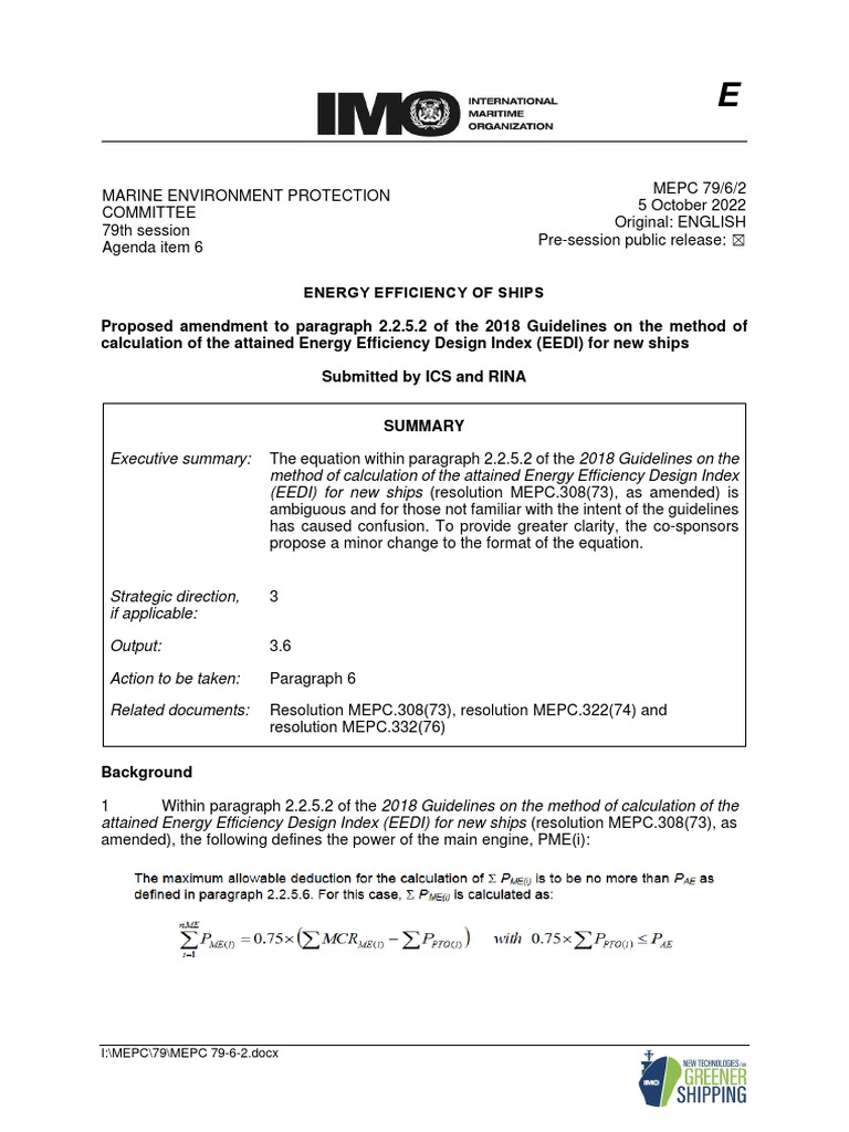Mepc 79 6 2 proposed amendment to eedi guidelines pdf electric