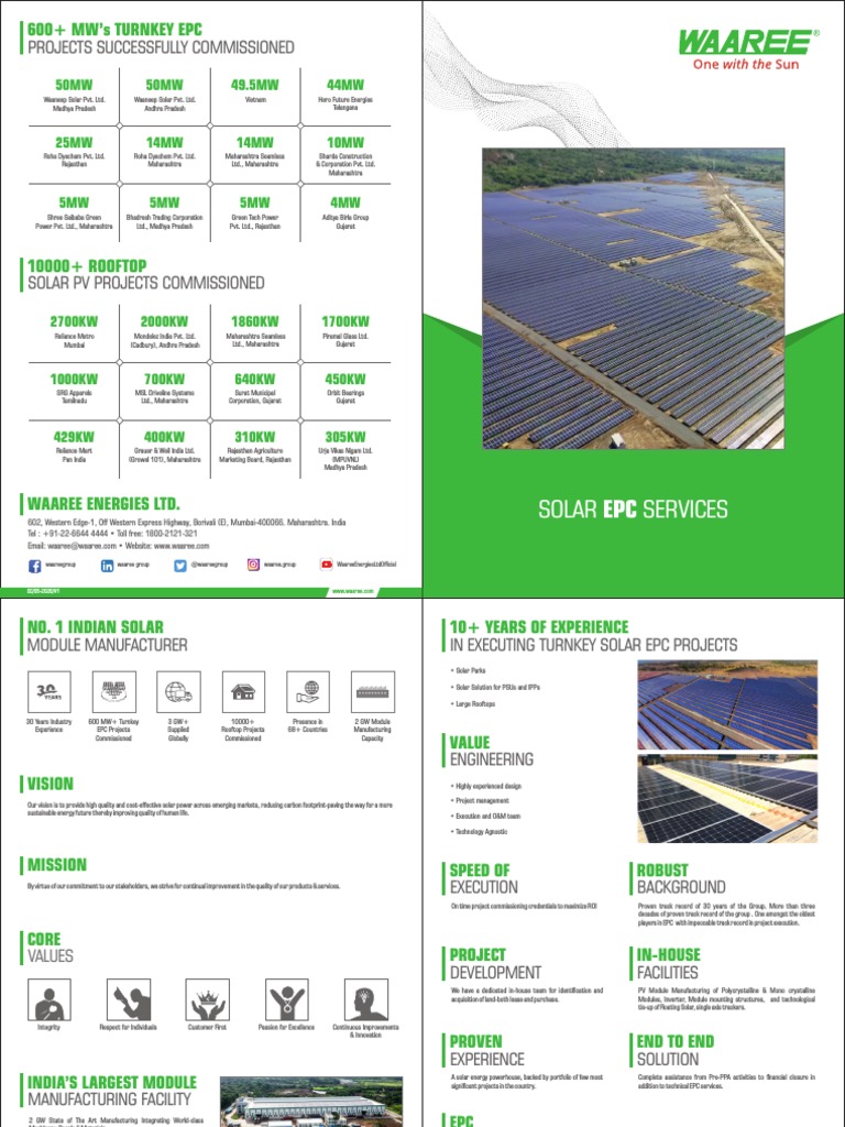 Waaree Energies: 600+ MW EPC Projects | PDF | Solar Power | Photovoltaics