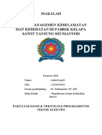 Aulia Kasyfi - Sistem Management Dan K3 Di Pabrik Kelapa Sawit Tanjung Seumantoh
