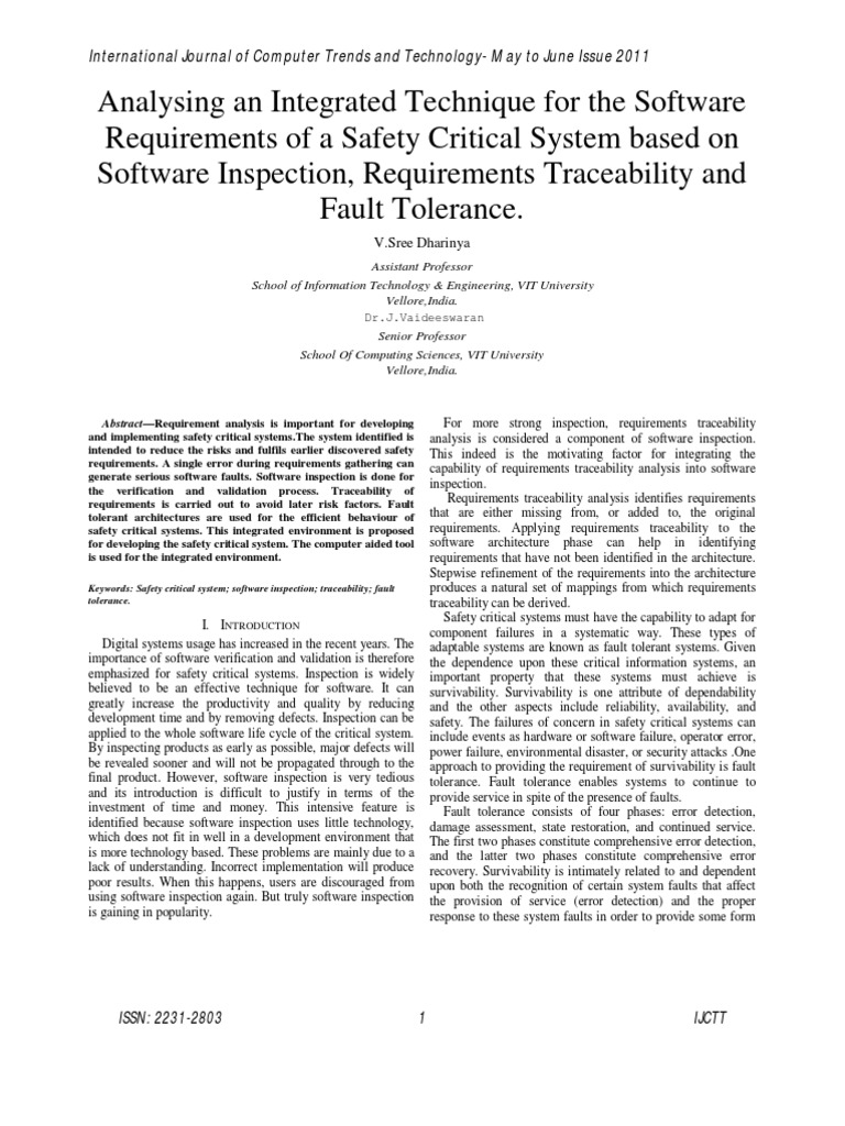 Integrated Techniques for Safety-Critical Software | PDF | Fault ...