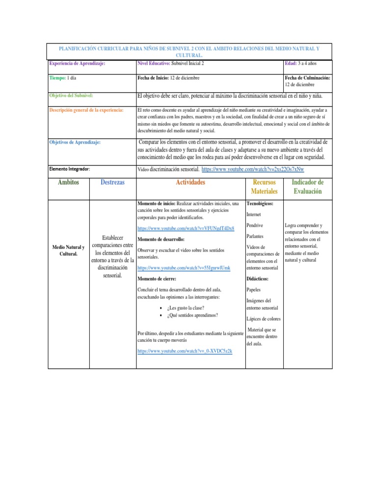 Planificación Curricular Subnivel 2 | PDF | Aprendizaje | Plan de estudios